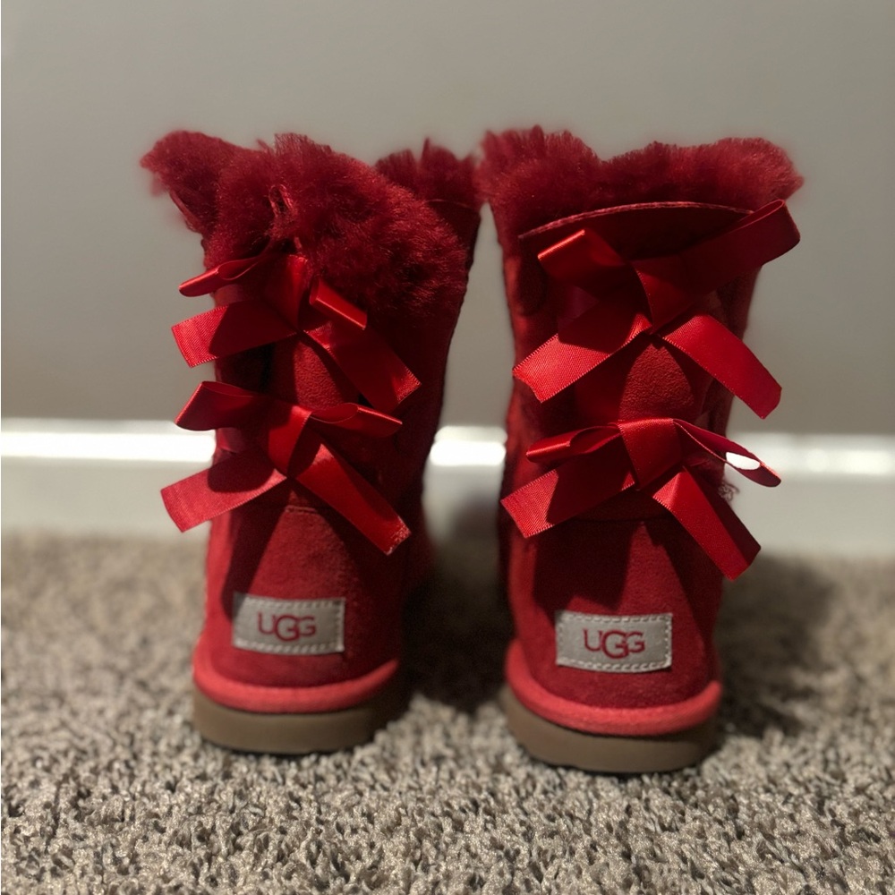 UGG Red Furry Boots with Bows